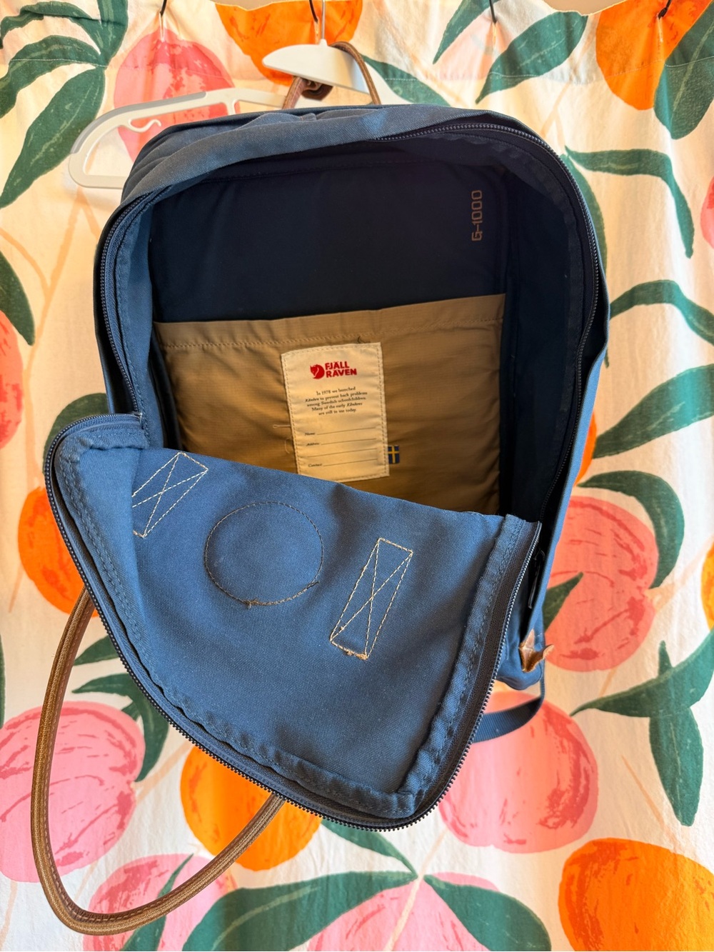 Fjallraven Kånken Leather-Accent laptop Backpack - Navy - Picture 3 of 4